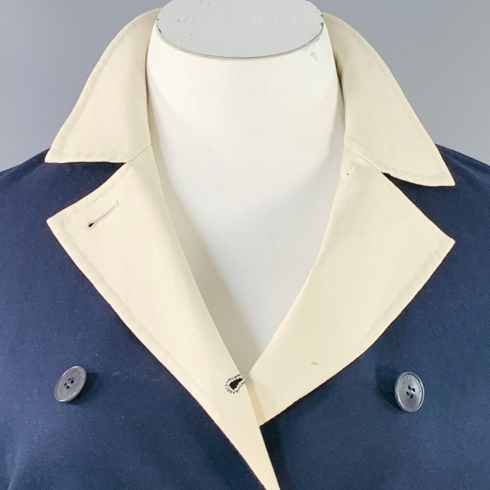 LORO PIANA Caleb Navy White Cotton Blend Twill Double Breasted Jacket Blazer - Picture 3 of 9